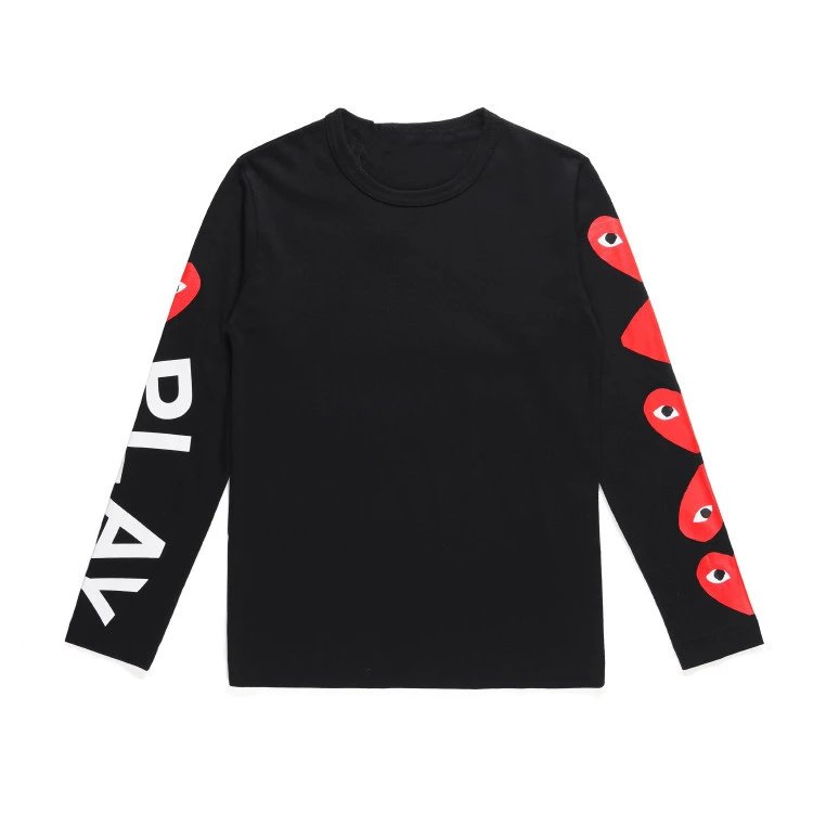 DU-11.21- New Red Heart Long Sleeve T-shirt for Men and Women, Round Neck Cotton Base Shirt, Sleeve Heart Couple