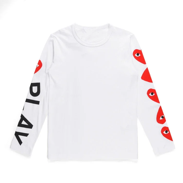 Comme des Garçons Play Long-Sleeve T-Shirt with Red Heart Embroidery