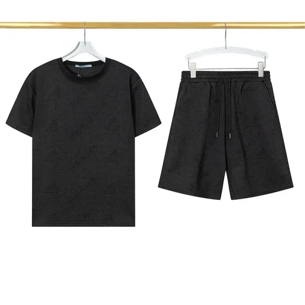 Prada Logo-Embossed Black Casual Set T-Shirt and Shorts - 1