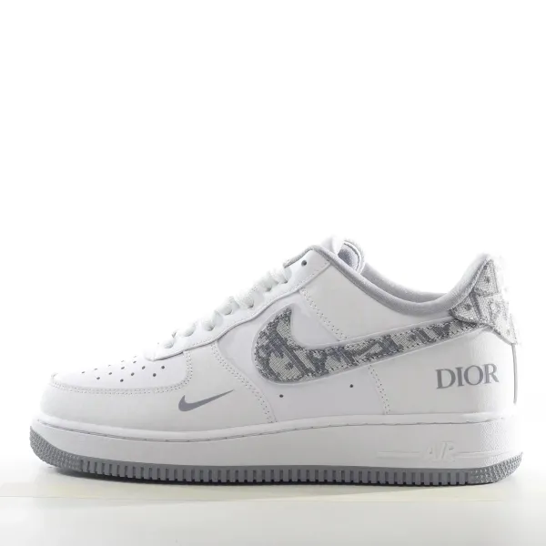 Nike x Dior Air Force 1 Low White Oblique Sneakers - 1