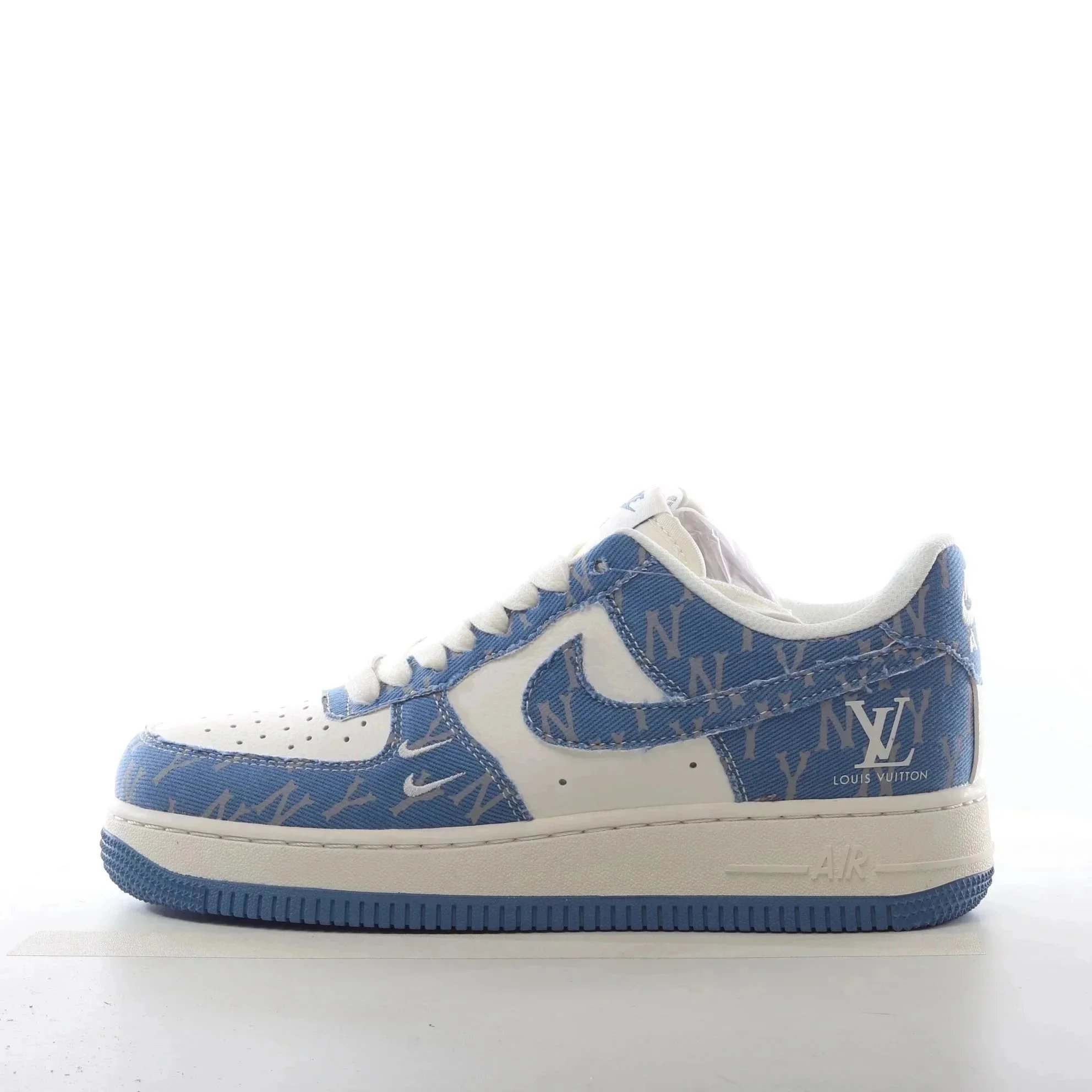 Louis Vuitton x Nike Louis Vuitton x Nike Air Force 1 Low Blue Denim Sneakers Blue