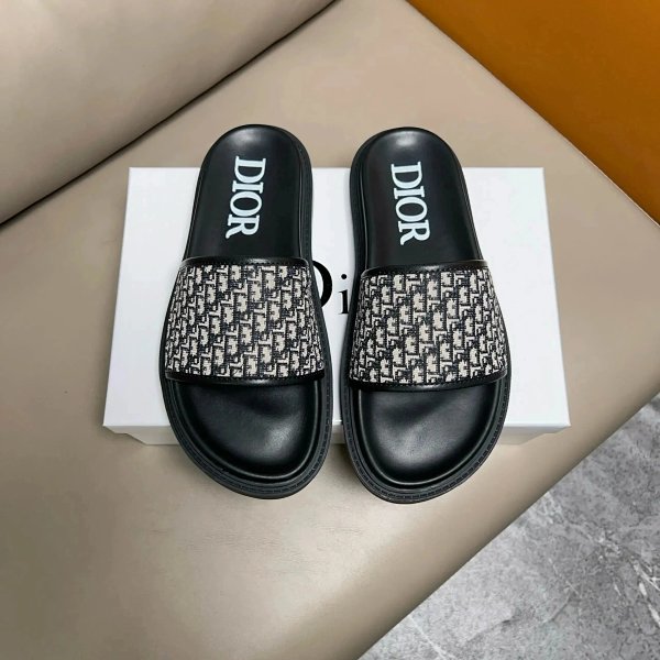 Dior Oblique Print Slide Sandals Black Slippers product listing in Litbuy spreadsheet finds