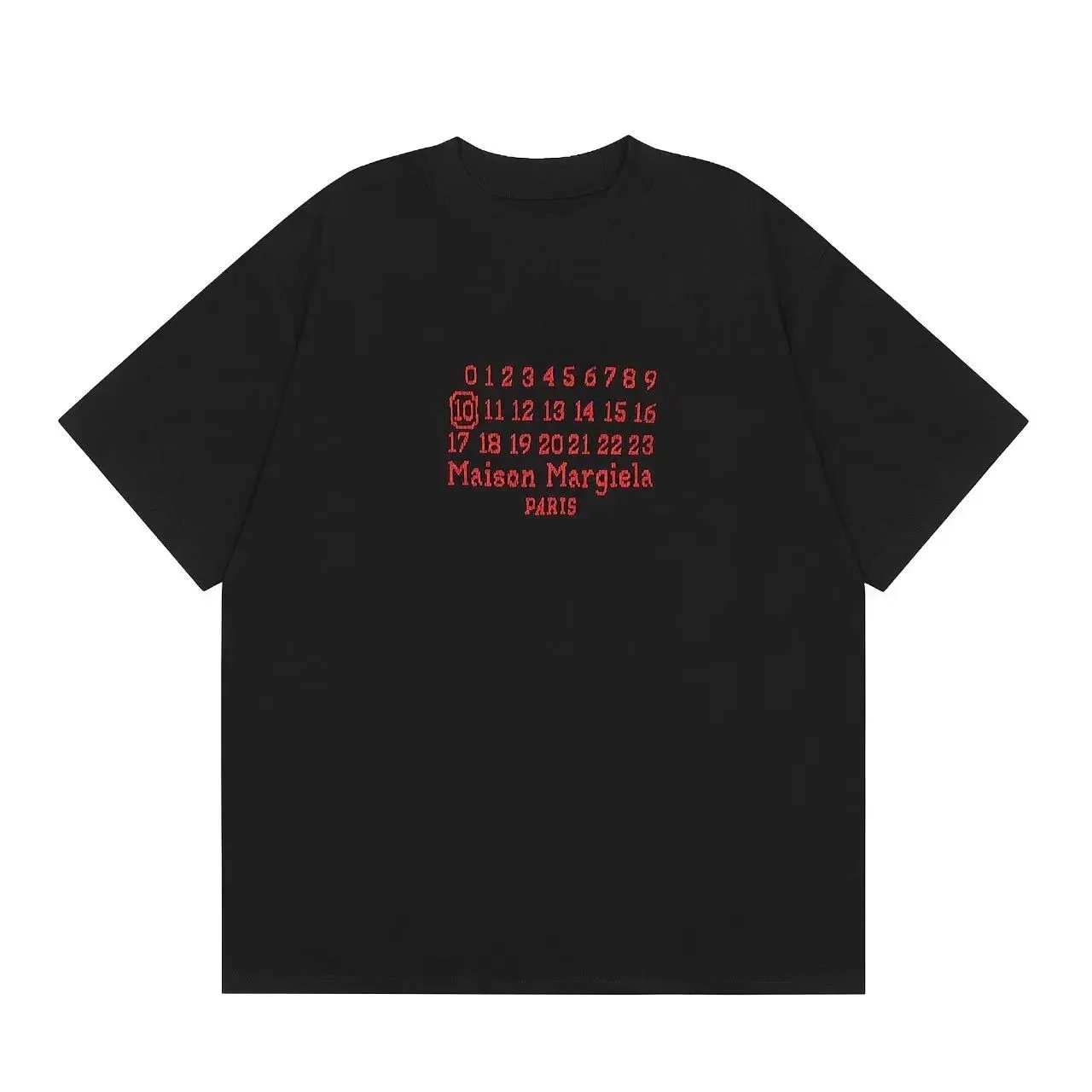 Maison Margiela Maison Margiela Black Oversized T-Shirt with Red Print Black