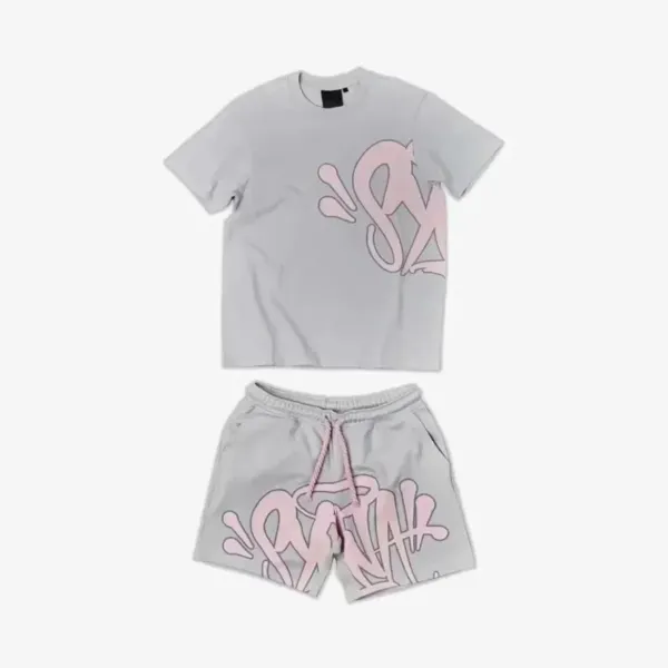 Off-White Graffiti Logo Set Gray Pink Casual-Set - 1