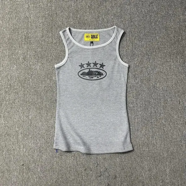 GuerrillaZ Five Stars Island Ribbed Vest-Top Gray - 1