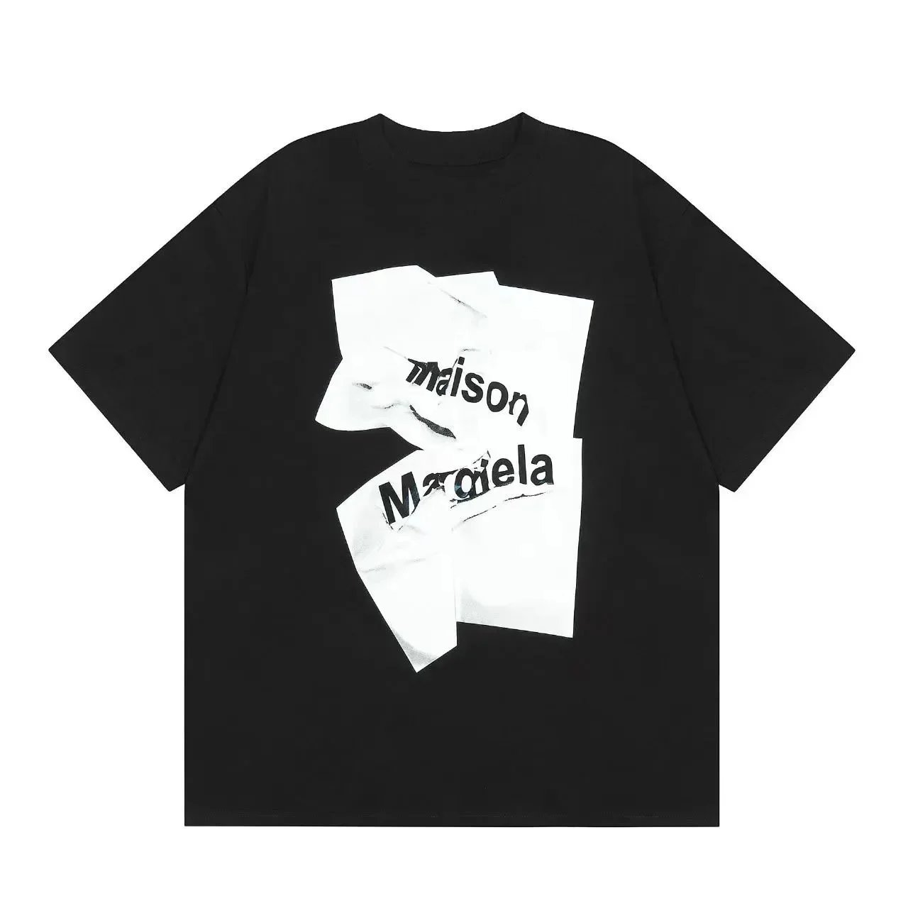 Maison Margiela Maison Margiela Oversized T-Shirt with Crumpled Paper Print Black