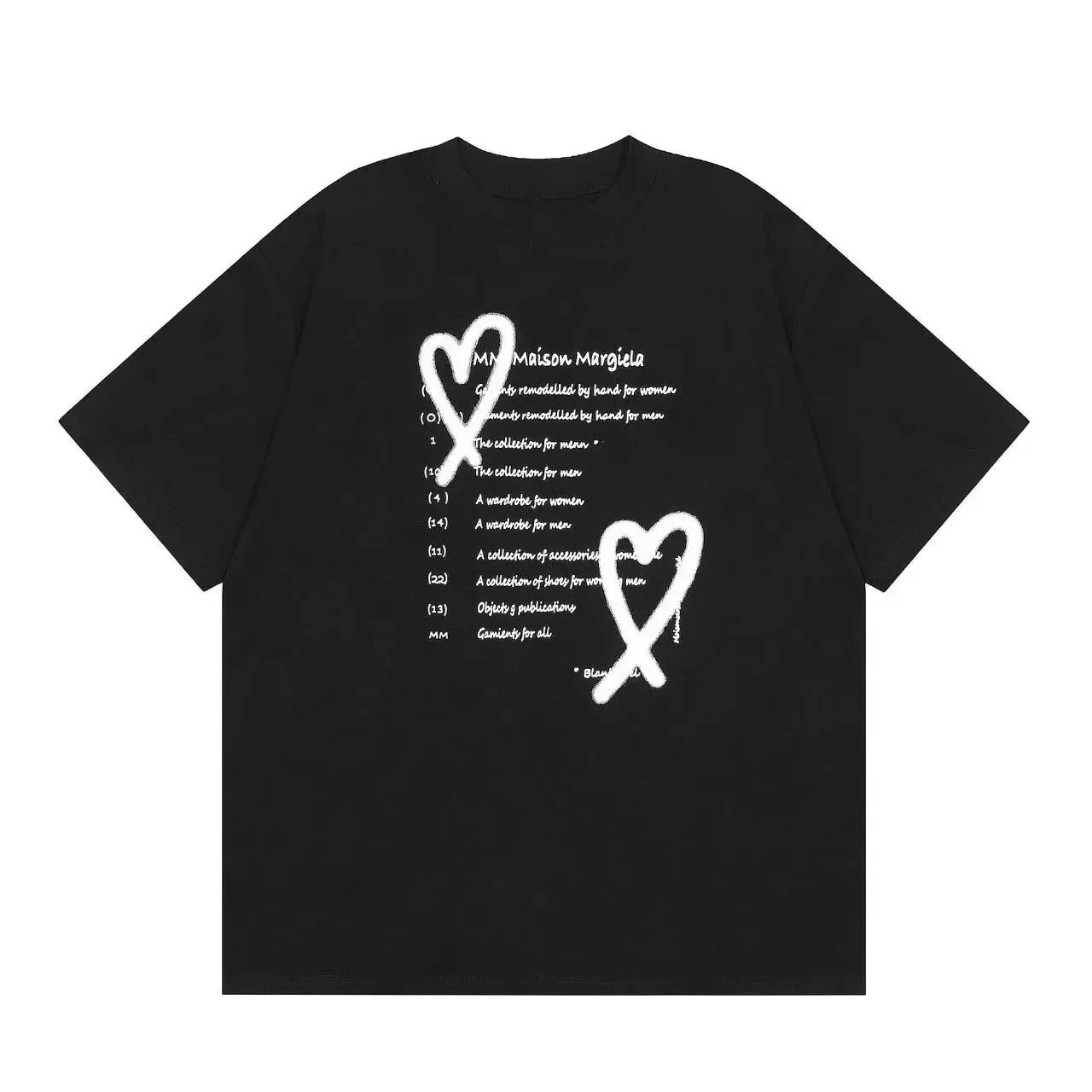 Maison Margiela Maison Margiela Black T-Shirt with White Heart Print Black