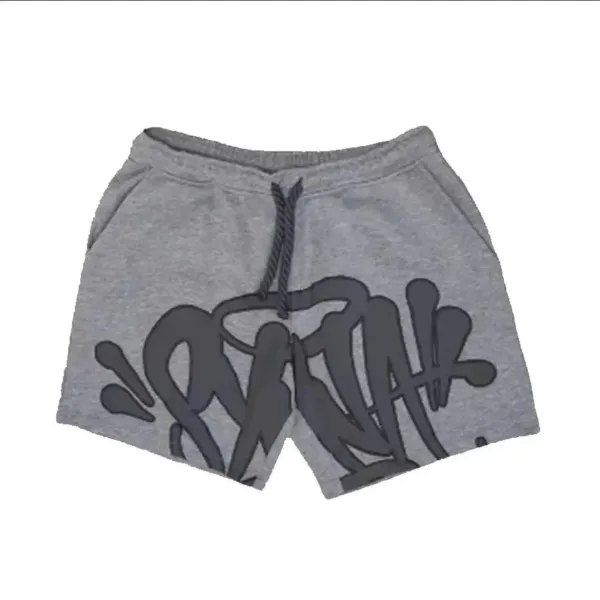 Off-White Graffiti Print Sweat Shorts Gray - 1