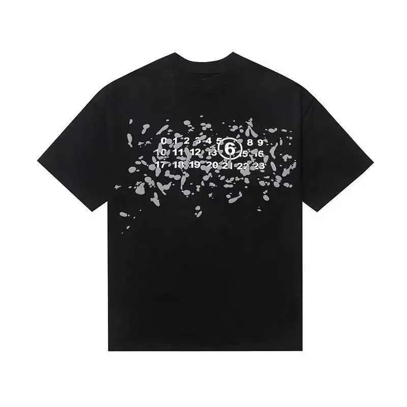 Maison Margiela Maison Margiela Black Oversized T-Shirt with White Splatter Print Black