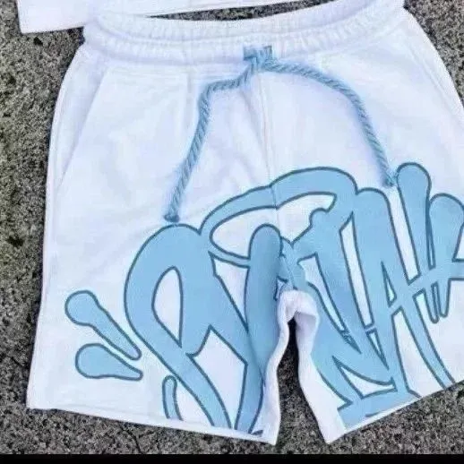 Off-White Graffiti Print Drawstring Shorts White/Blue - 1