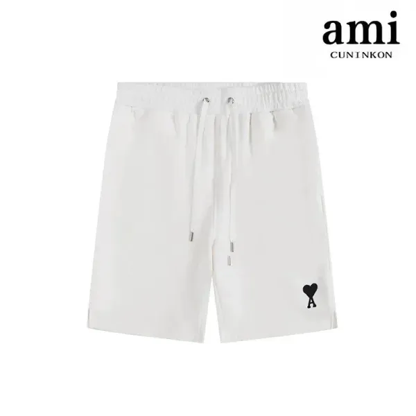Ami Paris Heart Logo Drawstring Shorts White - 1