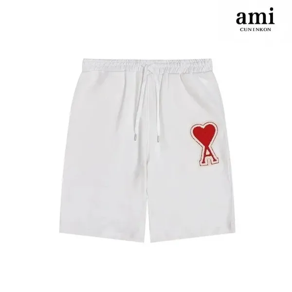 Ami Paris Heart Logo Shorts White - 1