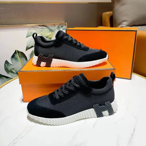 Hermès H-Code Black and White Mesh Sneakers - 1