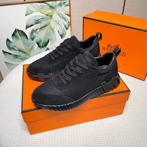 Hermès H-Track Black Mesh Sneakers - 1