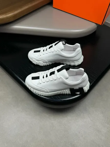 Hermès H-Strip Sneakers White Black Leather Sneakers - 1