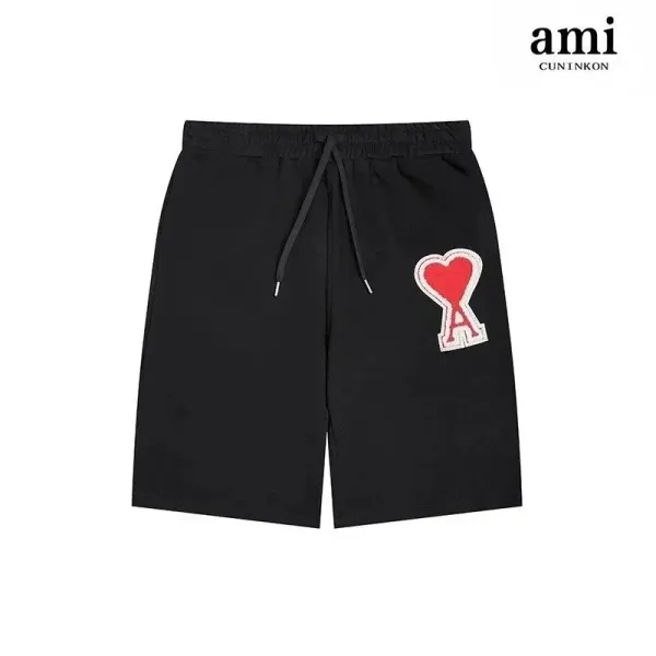 Ami Paris Heart Logo Sweatshorts Black - 1