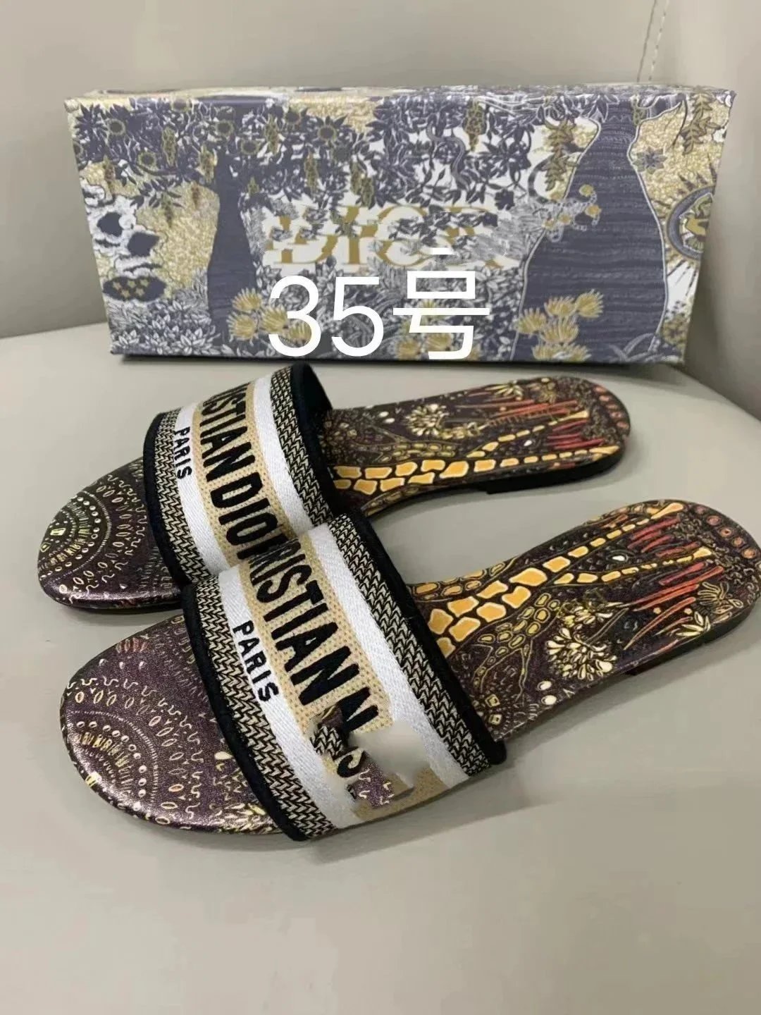 Dior J'Adior Slide Multicolor Printed Slippers