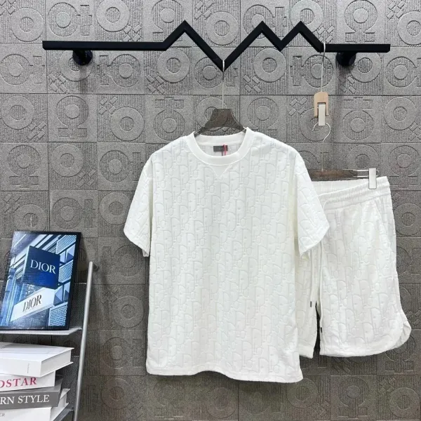 Prada Re-Nylon Triangle Print White T-Shirt and Shorts Set - 8