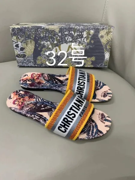 Dior J'Adior Slide Multicolor Floral Print Sandals - 1