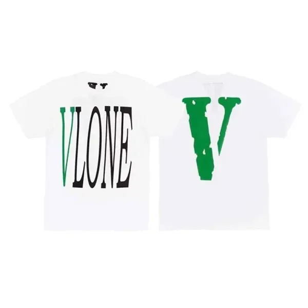 Vlone Green Logo T-Shirt White - 1