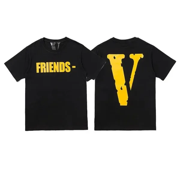 Vlone Friends Yellow Print Black T-Shirt - 1