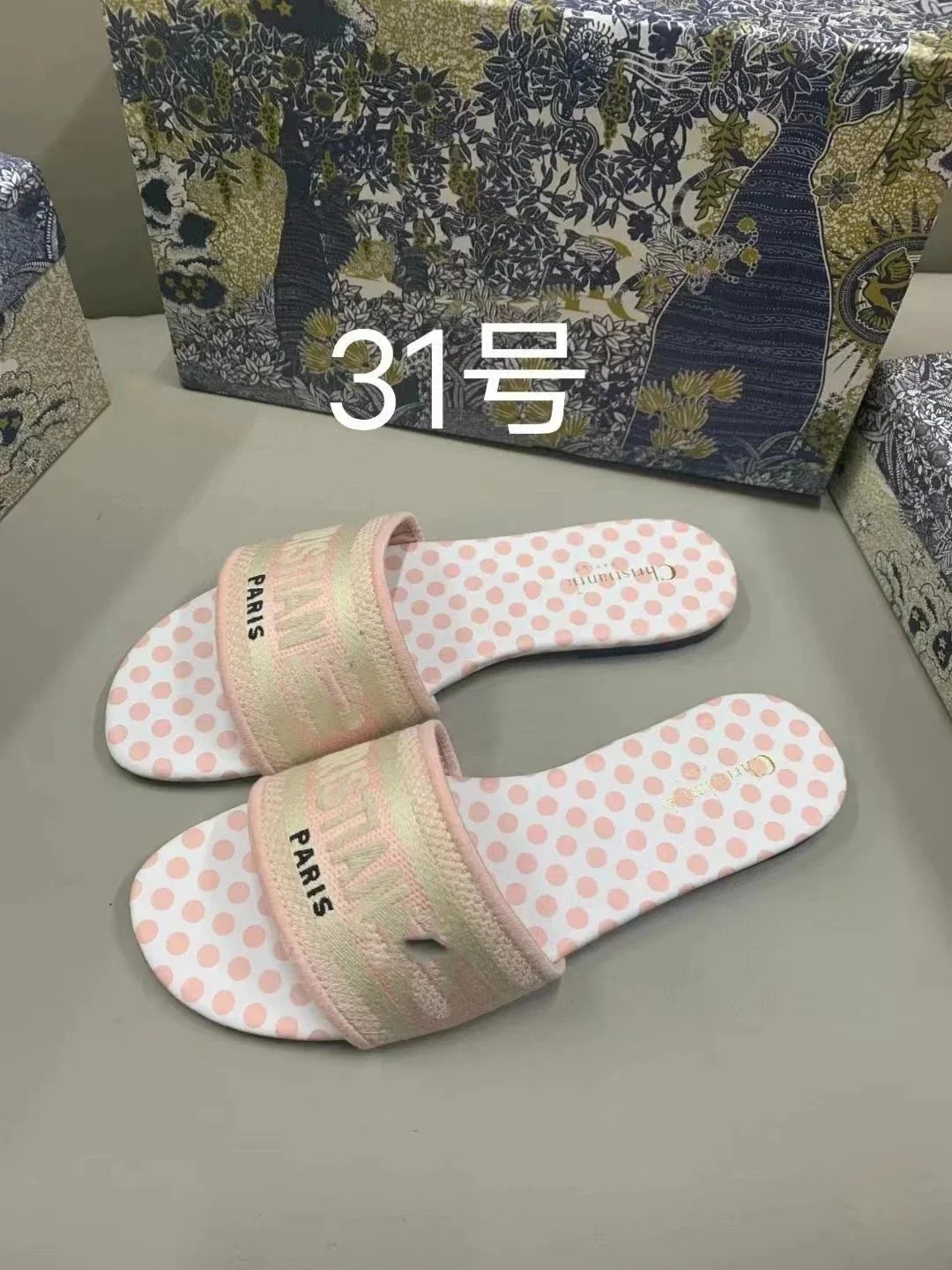 Dior J'Adior Slide Pink Polka Dot Slippers - 1