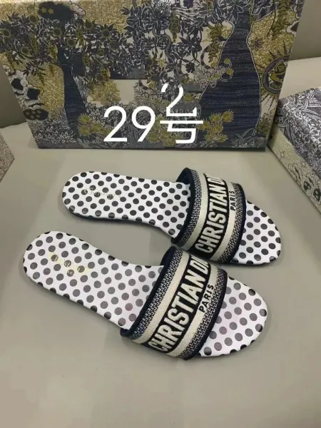 Dior Diorissimo Polka Dot Slide Sandals - 1