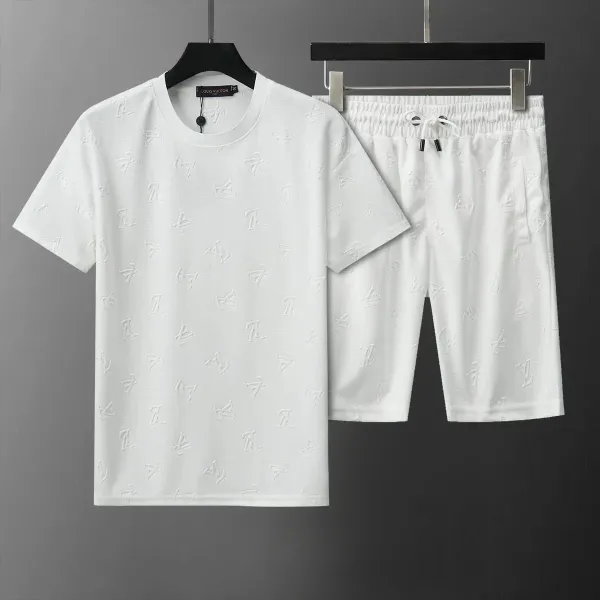Louis Vuitton Monogram Jacquard White T-Shirt and Shorts Set - 1