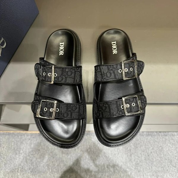 Dior Oblique Double Buckle Slide Sandals Black Slippers product listing in Litbuy spreadsheet finds