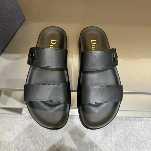 Dior Diorama Slide Black Leather Sandals Slippers product listing in Litbuy spreadsheet finds
