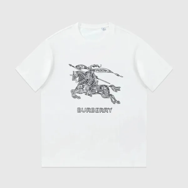 Burberry Equestrian Knight Print White T-Shirt - 1