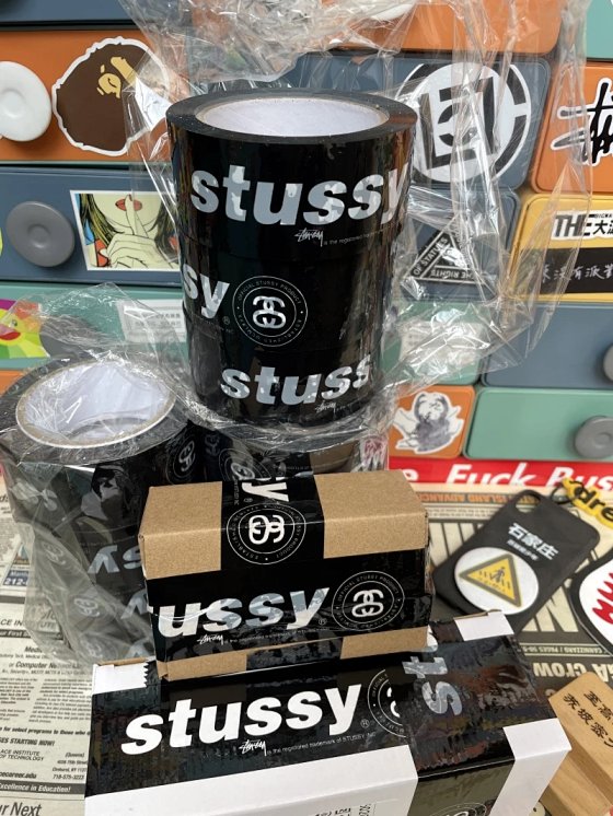 In Stock Stussy Logo Black Tape Luggage Decorative Tape Trendy Single