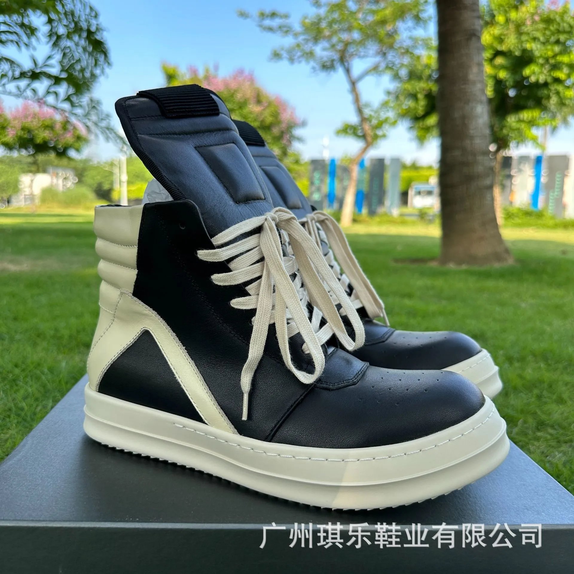 Rick Owens DRKSHDW Ramones High-Top Black Leather Sneakers - 10