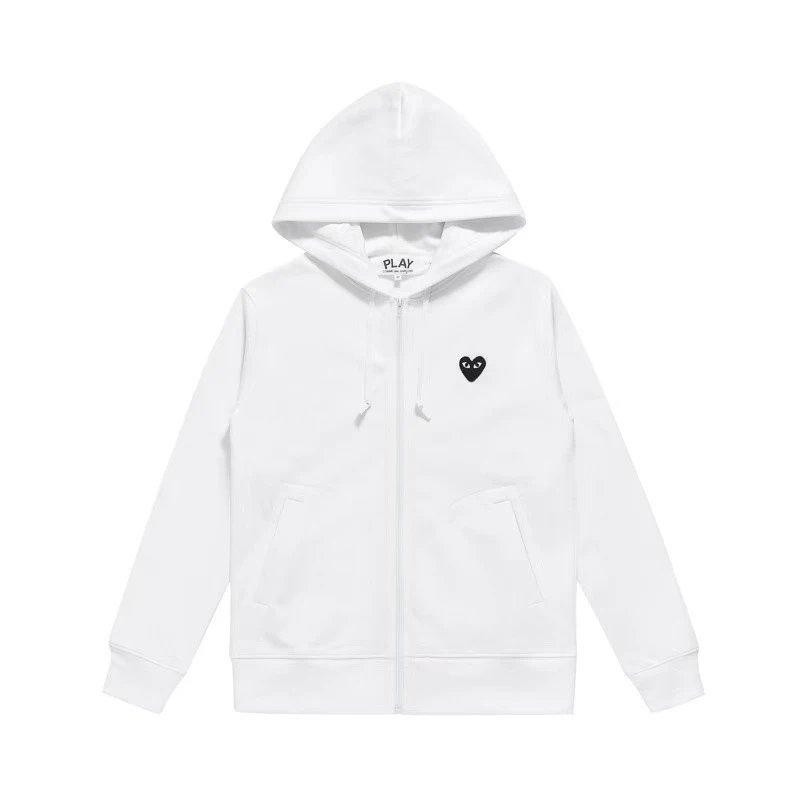 Comme des Garçons PLAY Zip Sweater Black Heart White
