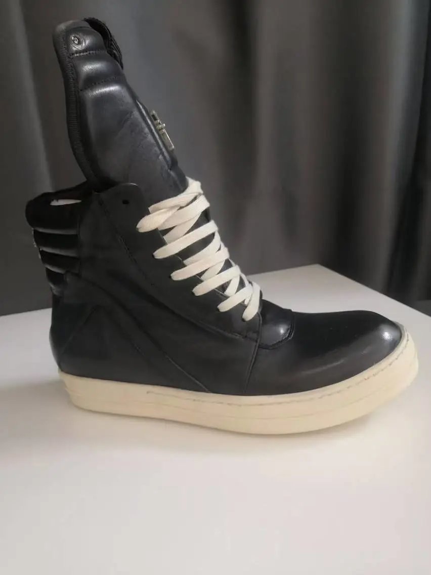 Rick Owens DRKSHDW Ramones High-Top Black Leather Sneakers - 21