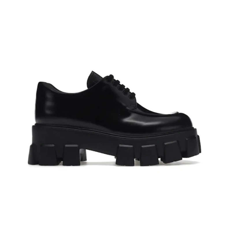 Prada Monolith 55mm Lace Up Loafer Black Brushed LeatherCasual sneakers www.yupooz.com - 3344973