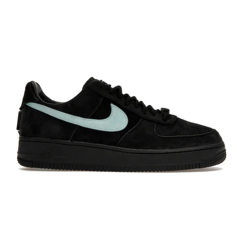 Nike Air Force 1 Low Black with Mint Green Swoosh Men's Sneakers - 1772189