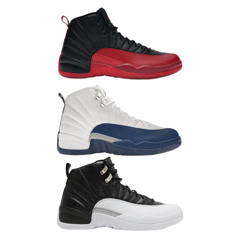 Air Jordan 12 Retro Basketball Shoes - Black/Red, White/Blue, Black/White - 1640845