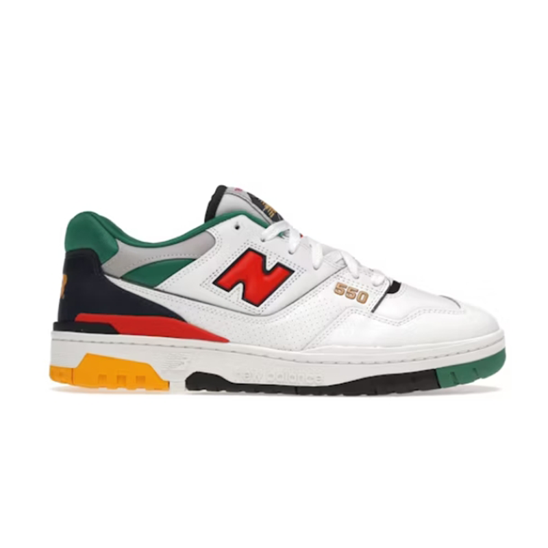 New Balance 550 Low-Top Sneakers - White, Red, Green, and Yellow - 2364006