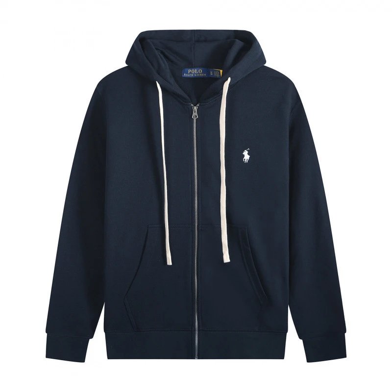 White rope zipper with navy blue logo