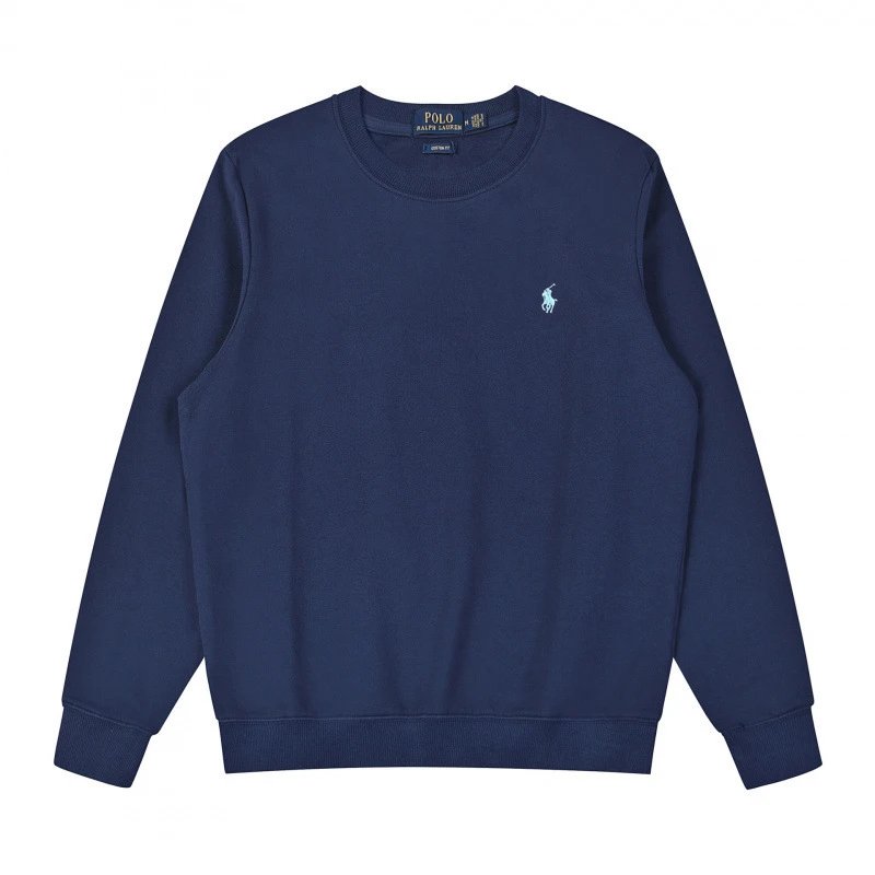 Round neck with navy blue and white emblem