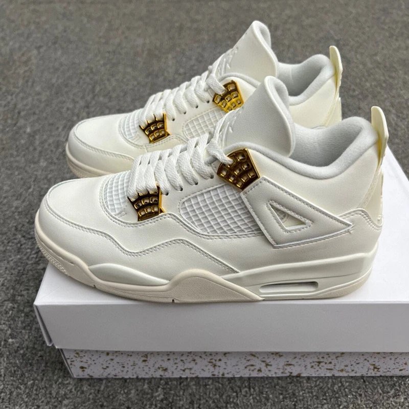 New AJ4 - White/Grey/Gold