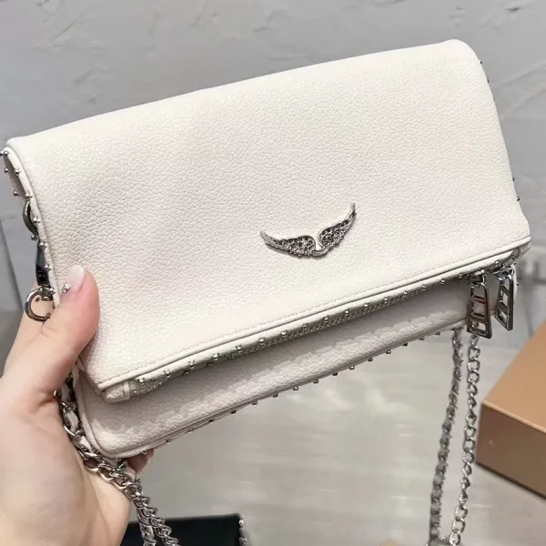 Philipp Plein Angel Wing Studded Chain Clutch White Clutches - 1