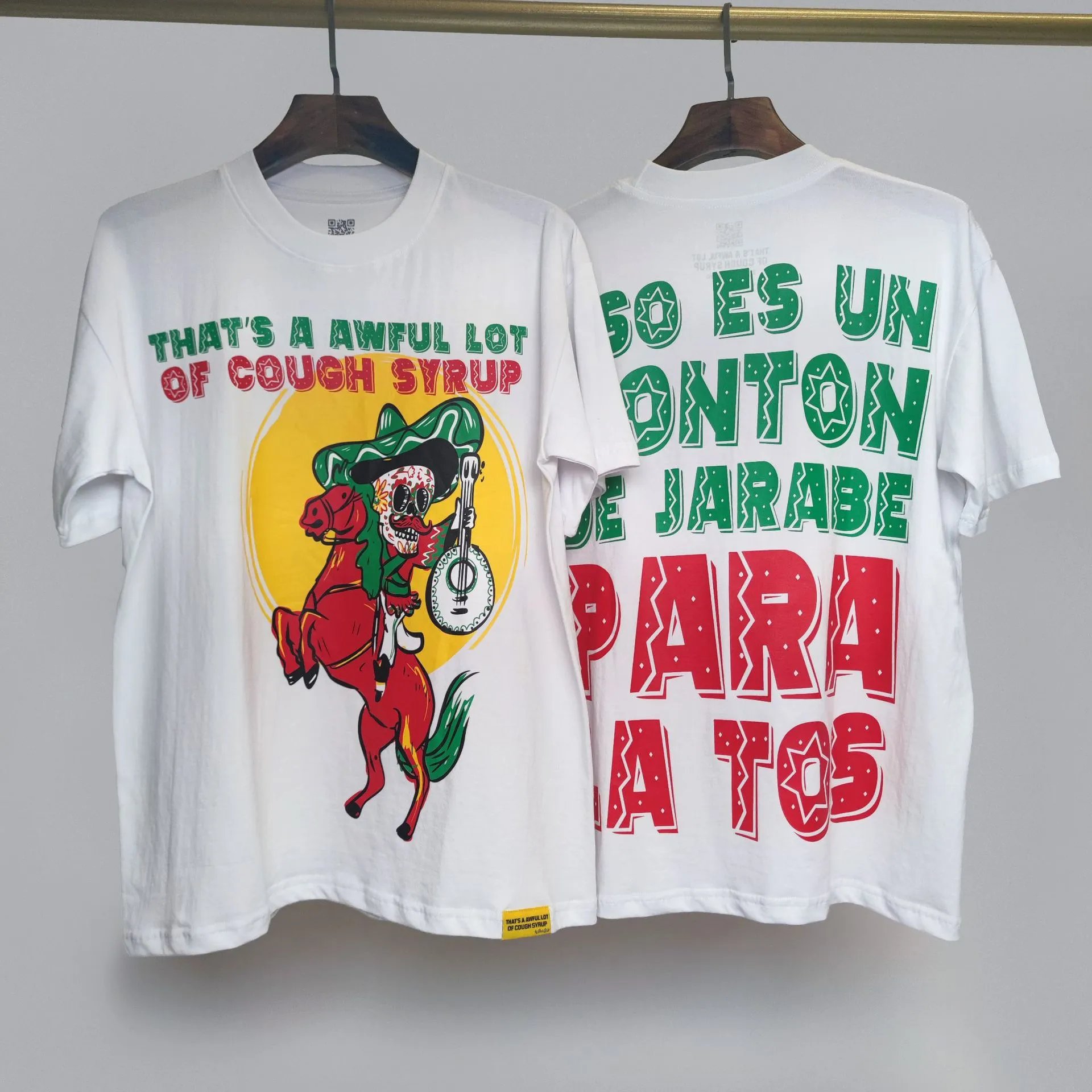 Design That's A Awful Lot Of Cough Syrup x Unknown Artist Mexican Folk Art T-Shirt White T-Shirts