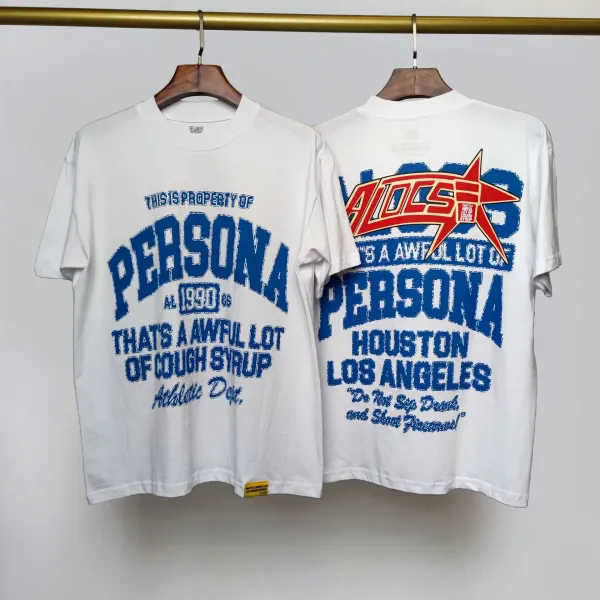 Gallery Dept Persona White T-Shirt with Blue and Red Graphic Print - 1