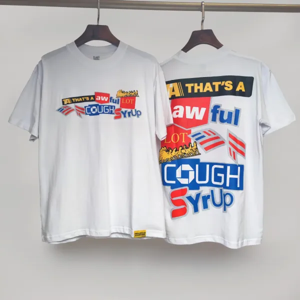 Design That's A Awful Lot Of Cough Syrup Graphic T-Shirt White - 1