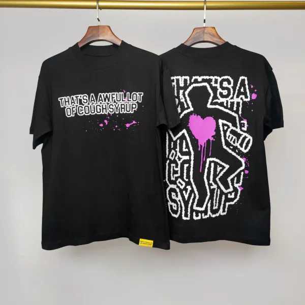 Design That's A Awful Lot Of Cough Syrup Graphic Print Black T-Shirt T-Shirts - 1