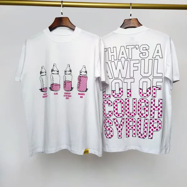 Design Cough Syrup Graphic Print White T-Shirt - 1