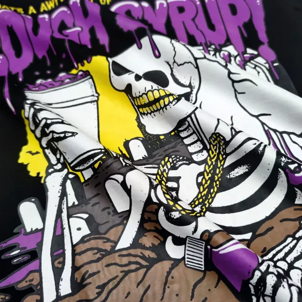 Design Cough Syrup x Paralatos Sugar Skull Eagle Graphic T-Shirt White T-Shirts - 17