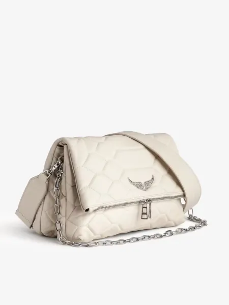 Philipp Plein Winged Logo Quilted Chain Shoulder Bag Beige - 1